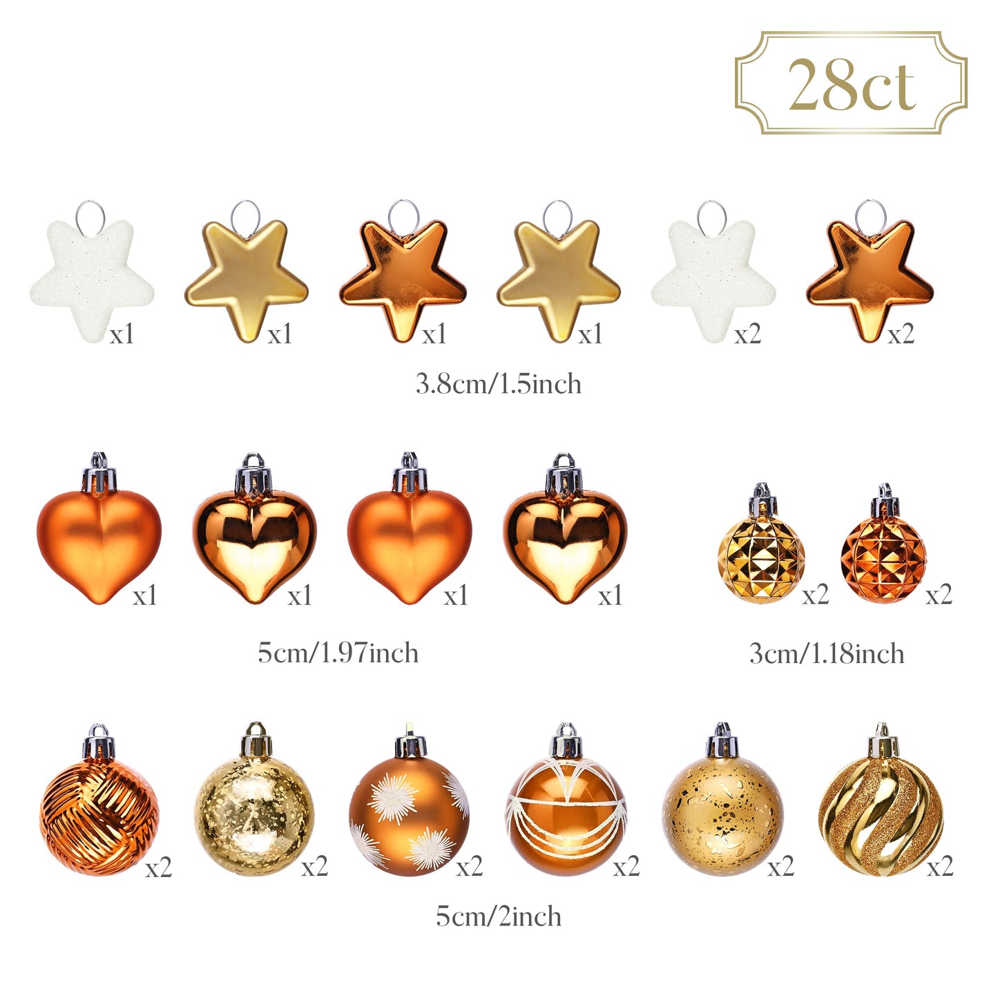 Valery Madelyn 28Pcs Fall Heart Shaped Ornaments Gift Pack, Thanksgiving Autumn Craft Painted Tree Heart Decorations, Orange Christmas Baubles Hanging Harvest Halloween Holiday Decor