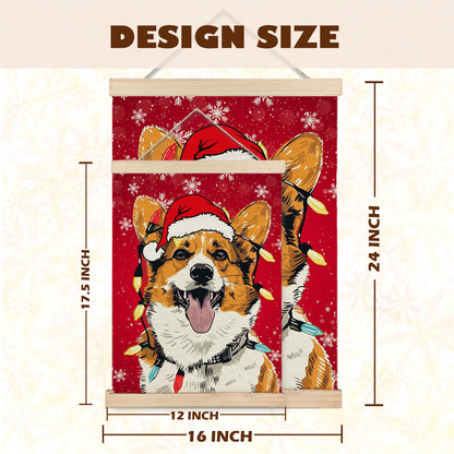 Luvadian Corgi Christmas Wall Art - Wooden Poster Hanger, Wall Decorations, 12x16 Inch