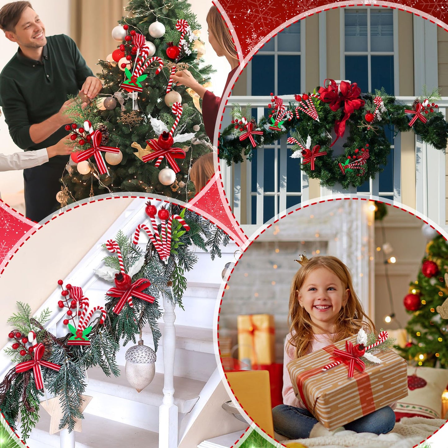 Thiccywoov 20 Pcs Christmas Candy Cane Picks 10 Inch Peppermint Red and White Tree Ornaments Christmas Tree Branches Toppers for Xmas Vase Filler Holiday Wreath DIY Craft Party Decor (Classic Style)