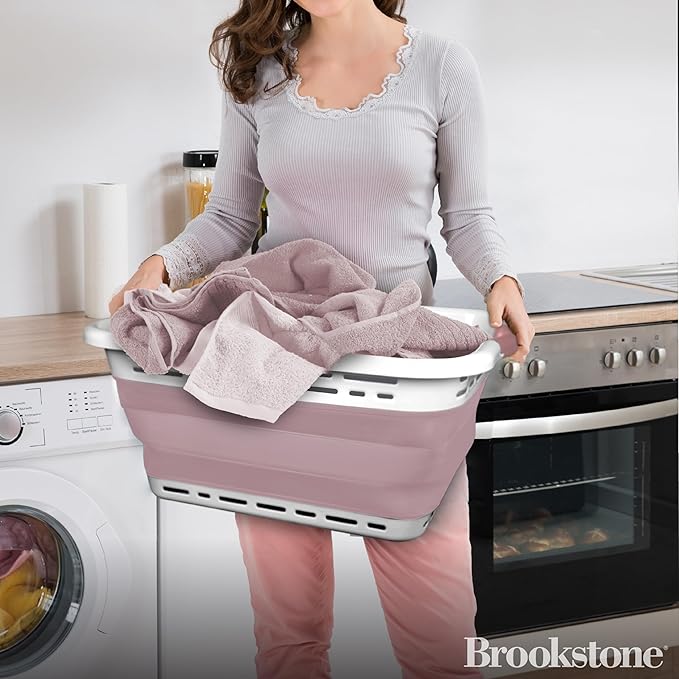 BROOKSTONE 11 GALLON XL 24" Collapsible Laundry Basket & Clothes Hamper