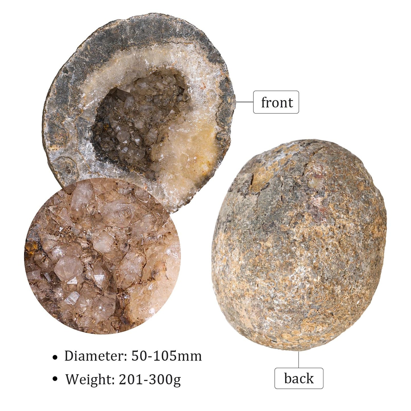 mookaitedecor Natural Agate Geode Quartz Crystal Cluster, Irregular Raw Geodes Rocks Stone Mineral Specimen Cave Collection Home Office Decor, 201-300 g