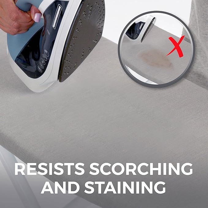 HOME GENIE Ironing Board Cover, Extra Thick Padding, Scorch Resistant Silicone