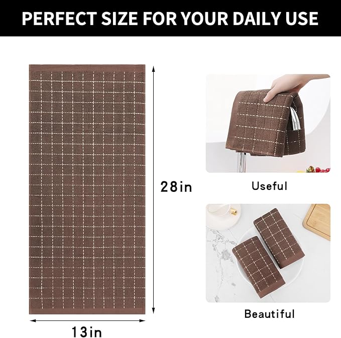 Homaxy 100% Cotton Terry Kitchen Towels, Checkered Designed, Soft and Super
