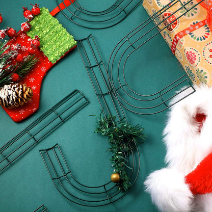 Sumind 4 Pieces 12 Inch Christmas Candy Cane Shaped Wire Wreath Frame Dark Green Metal Flower Wreath Frames Making Rings for Christmas DIY New Year Valentines Party Decoration