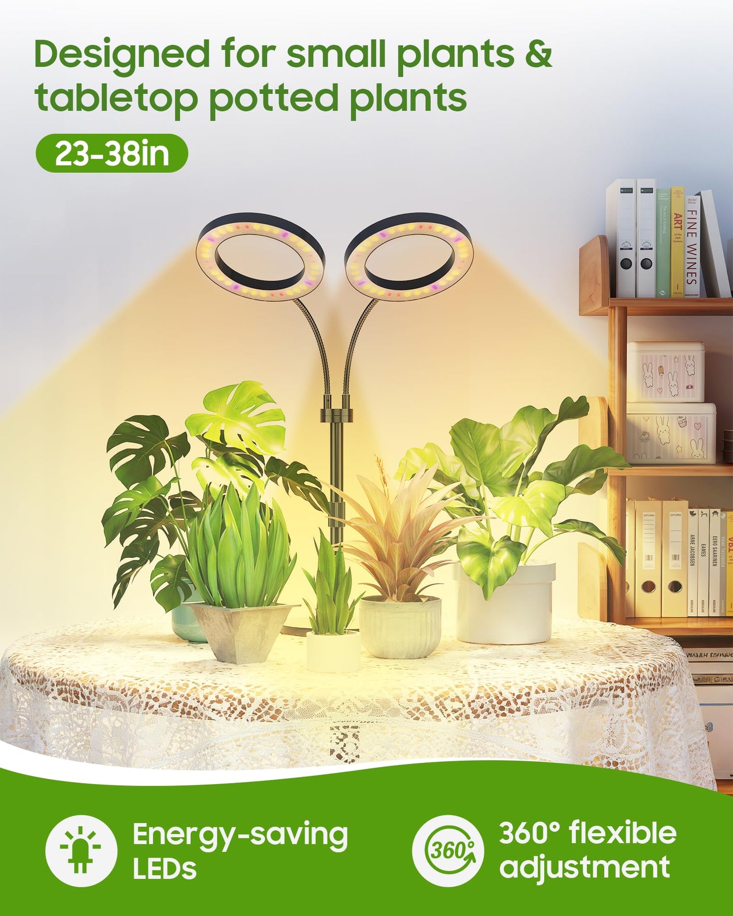Tmsluody Grow Lights for Indoor Plants Full Spectrum, LED Plant Light with Metal Base, Plant Growing Lamps with Timer 3/9/12H, 3 Color Modes, 6 Brightness Levels, 25-38'' Adjustable Height