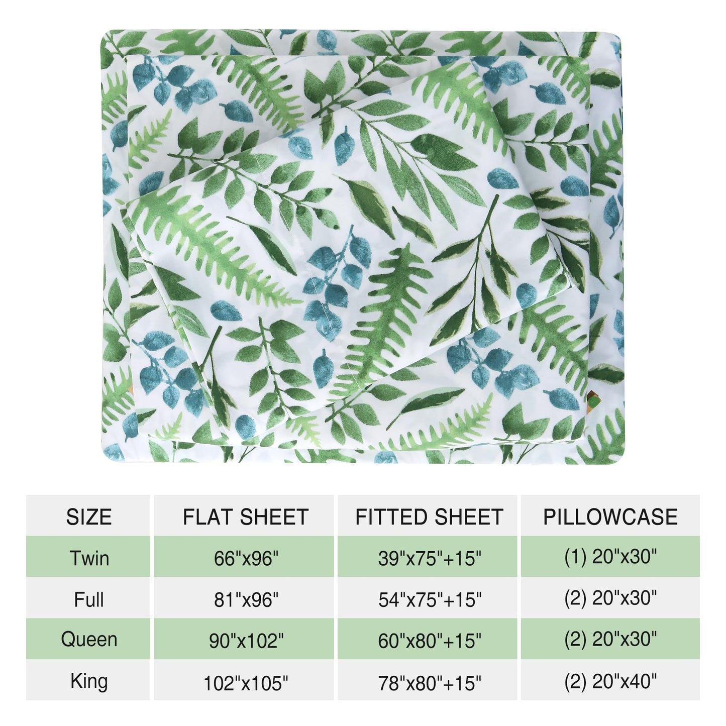 Viviland Full Bed Sheet Set - 4 Piece Double Brushed Microfiber Bedding - Deep Pocket Up to 15", Ultra Soft, Breathable & Wrinkle Resistant Skin-Friendly Cooling Sheets for Adult - Verdant Breath(F)