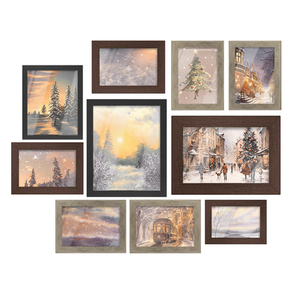 SONGMICS Picture Frames, Collage Picture Frames Set of 10, Two 8x10, Four 5x7, Four 4x6, Photo Frame for Wall Gallery Decor, Table Display, Glass, Maroon Brown, Heather Greige, Ash Black URPF010K03
