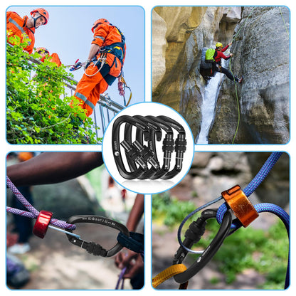 JRSGS UIAA Certified 25KN Locking Carabiner Heavy Duty Screw Lock D Shape Clip 5620 lbs for Rock Climbing Mountaineering Rope Access Rescue Caving Hunting Hammock Tree Work