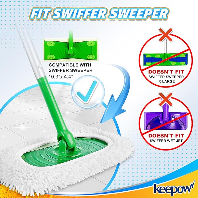 KEEPOW Reusable Microfiber Mop Pads Compatible