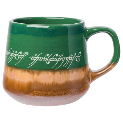 Silver Buffalo Lord of The Rings Elven Text High Gloss Reactive Glaze Tapered Pottery Mug,18 Ounces