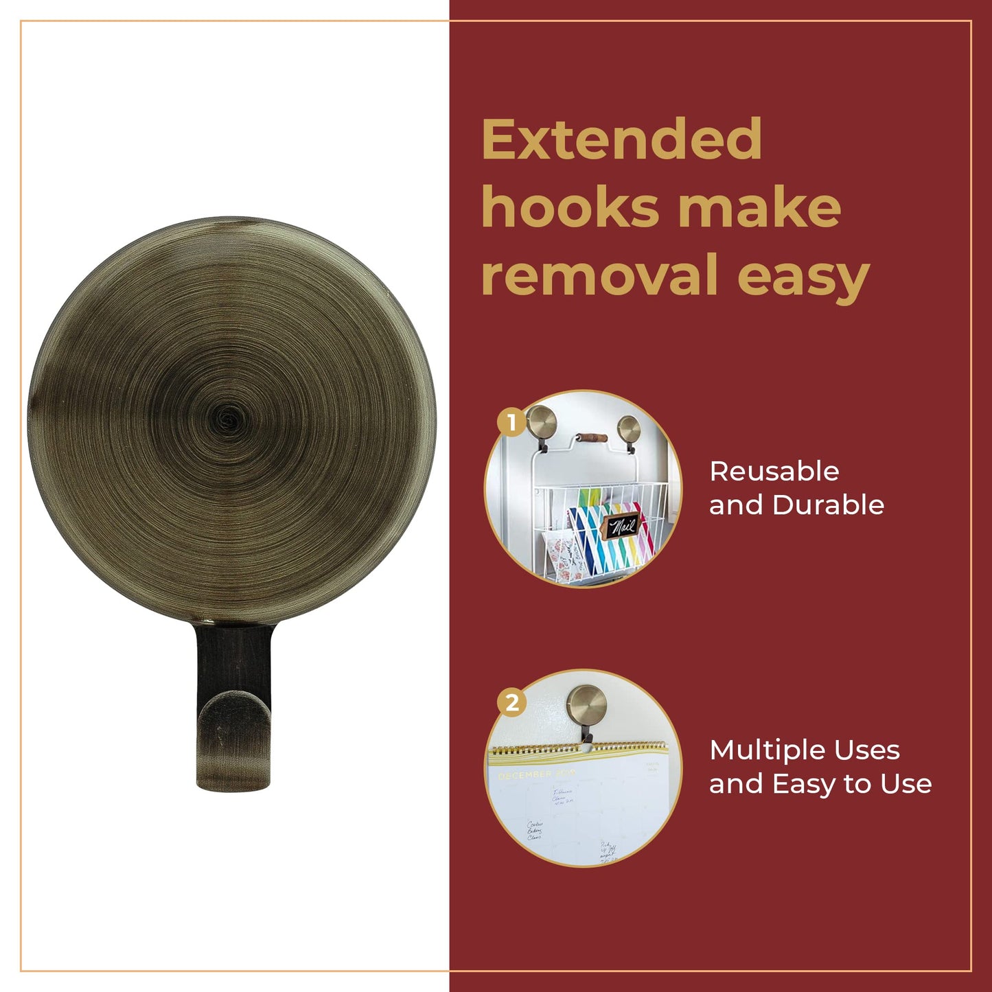Haute Decor Attract Magnetic Hanger, 1 Pack - Strong Magnet Hook for Metal Doors and Surfaces