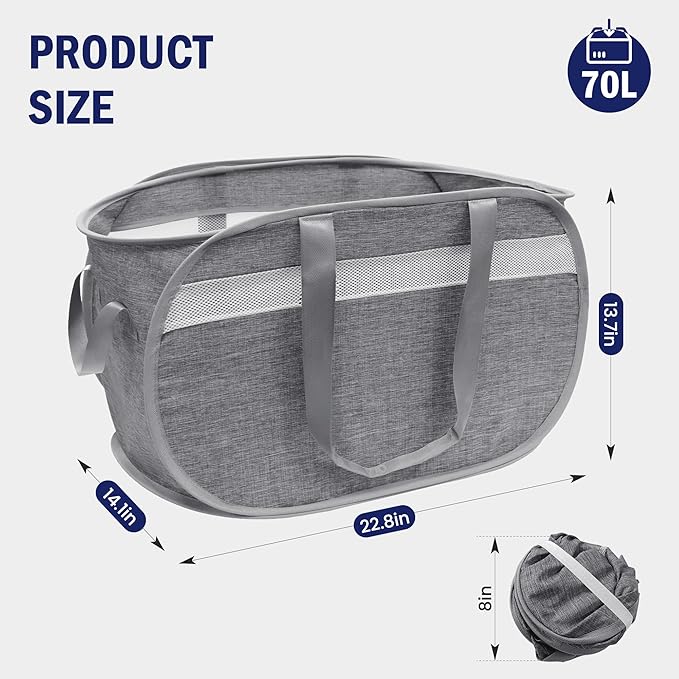Collapsible Laundry Baskets, Foldable Tear Proof Pop Up Hamper