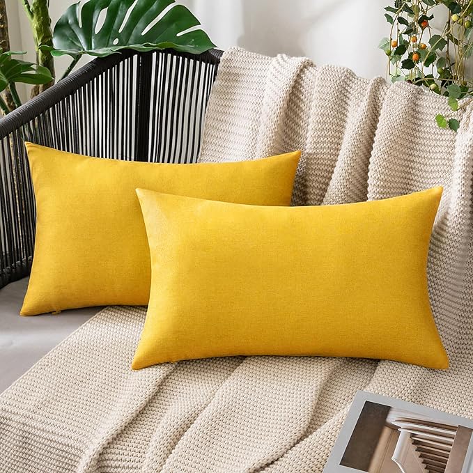 MIULEE Pack of 2 Decorative Outdoor Solid Waterproof Throw Pillow Covers