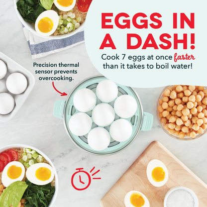 DASH Rapid Egg Cooker: 6 Egg Capacity Electric Egg Cooker for Hard Boiled Eggs, Poached Eggs, Scrambled Eggs, or Omelets with Auto Shut Off Feature - Aqua, 5.5 Inch (DEC005AQ)