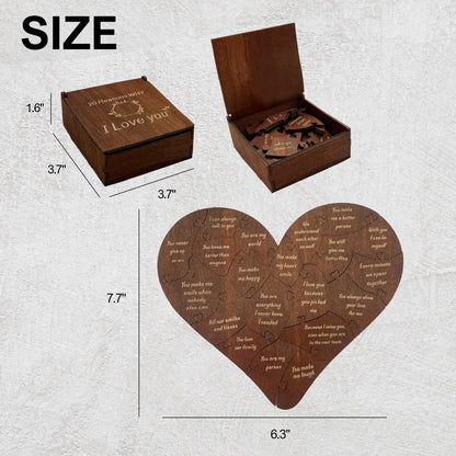 Valentine Gifts for Him or Her,20 Reasons Why I Love You Heart Wooden Puzzle Box,Valentine's,Anniversary Wedding Gifts for Boyfriend,Girlfriend,Husband,Wife