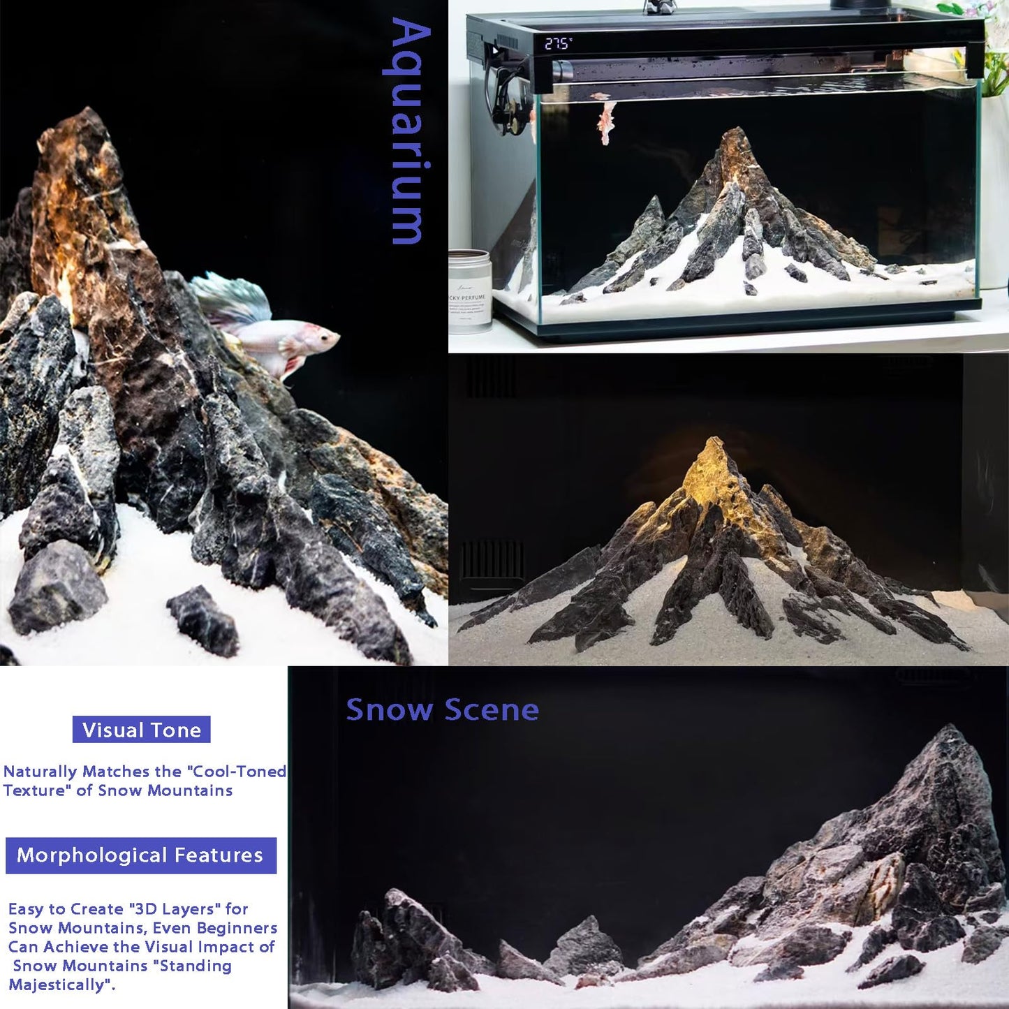 Kecilke Aquarium Rocks Seiryu Stone 2-4 Inches Natural Rocks 5lb Fish Tank Rocks for Aquariums,Tank Decoration,Landscaping & Amphibian Enclosures Paludariums