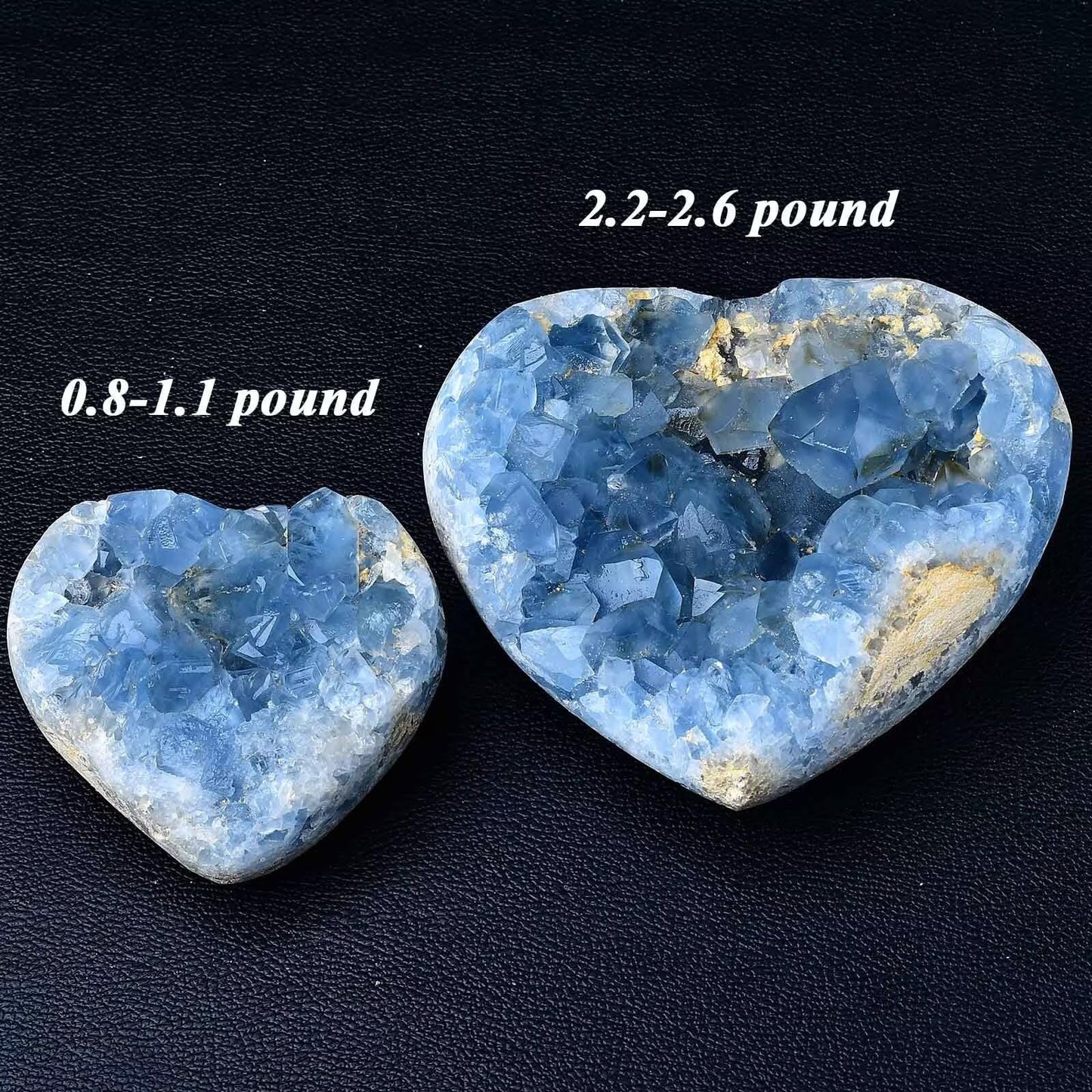 FZBHRO Extra Large Blue Celestite Geode Heart Healing Crystal Stone Collection Mineral Specimen with Stand Home Office Decor 2.2-2.6 Pound