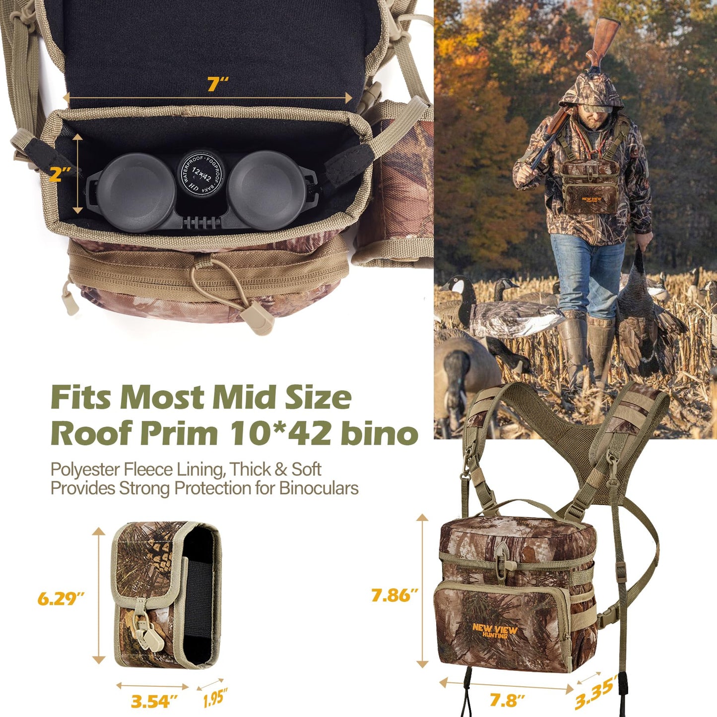 NEW VIEW 80L Hunting Backpack with Waterproof Rain Cover & Binocular Straps Harness Chest Pack with Detachable Rangefinder Pouch