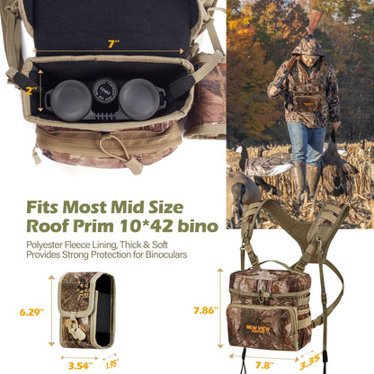 NEW VIEW 60L Hunting Backpack with Waterproof Rain Cover & Bino Packs for Hunting - Binocular Straps Harness Chest Pack
