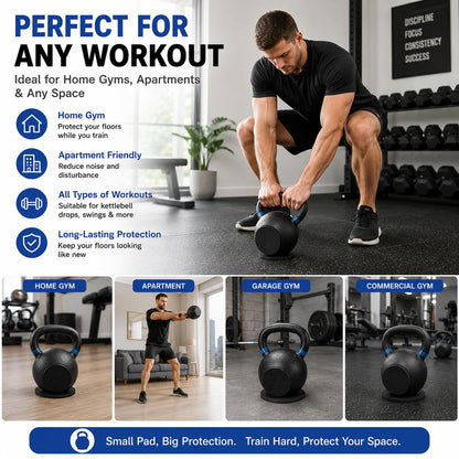 Kettlebell Mat, Self-Adhesive Non-Slip Bottom Mats, Noise Reduction Anti-Scratch Floor Protector Pads for Home Gym Fitness Weight Lifting (Medium: 3.94 inch (10cm) Diameter)