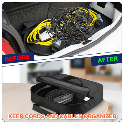 20 Inch Jumper Cable Bag, Heavy Duty Water Resistant Tools Cable Bag, Cable Cords Hoses Storage & Organizer with Exterior Pocket for Jumper Cable,EV Charging Cables,Extensions and Garden Hoses