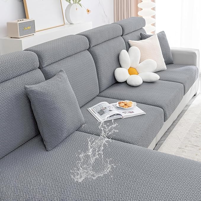 Smiry Waterproof Couch Cushion Covers, Stretch Jacquard Thick Sofa Cushion