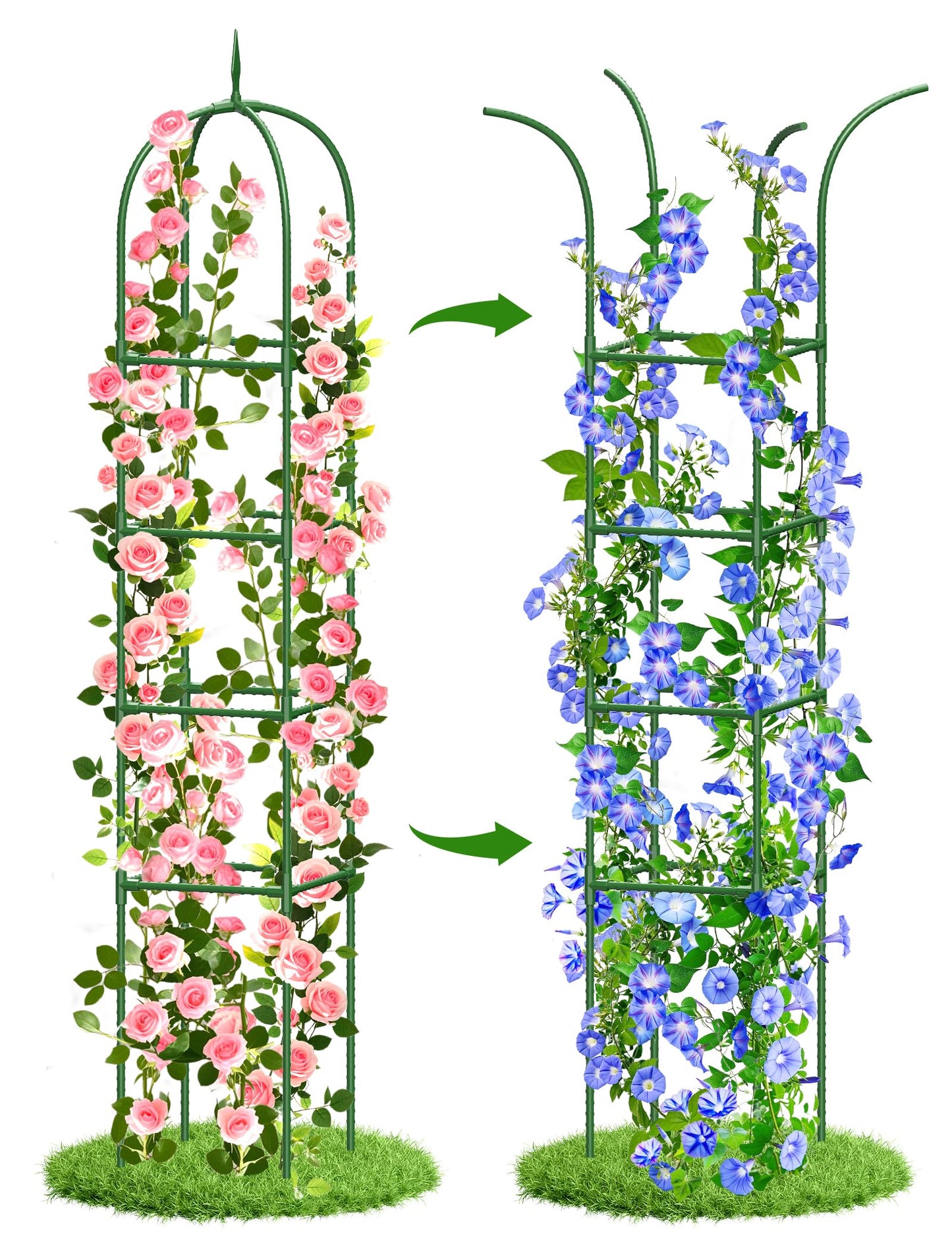 Trellis for Climbing Plants Outdoor, 6FT Garden Obelisk Rustproof PE Coated Metal Potted Plant Climbing Support, Thickened Tube Plant Tower Trellis for Clematis Vine Support Indoor (1 Pack)