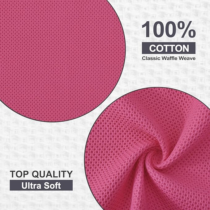Kitinjoy 100% Cotton Kitchen Dish Cloths, 8 Pack Waffle Weave Ultra Soft