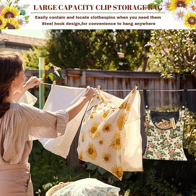 Floral Clothes Pin Hanging Bag
