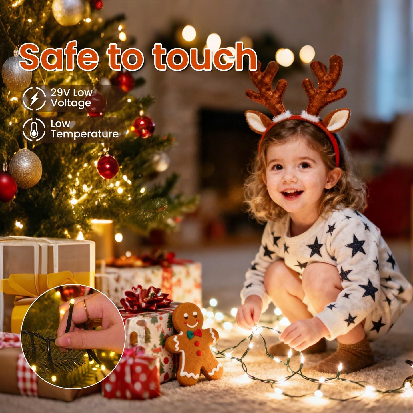 Cluster Lights Christmas 400 Led Fairy Lights Green Wire 49FT Twinkle Lights with Remote 8 Modes String Lights Timer Plug in Firecracker Fairy Lights for Outdoor Valentines Day Decorations,Warm White