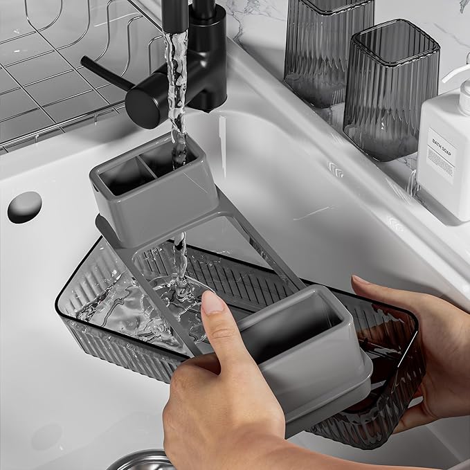 Toothbrush Holder for Bathrooms, 2 Cups Toothbrush Organizer for Bathroom