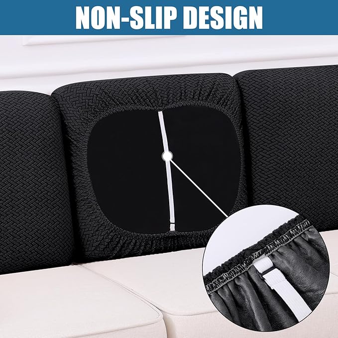 Smiry Waterproof Couch Cushion Covers, Stretch Jacquard Thick Sofa Cushion