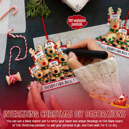 Personalized Reindeer Christmas Ornaments 2025, DIY Resin Elk Deer Family Ornaments with Custom Name, Tree Decorations, 3D Customized Christmas Ornament Gifts (Family of 3)