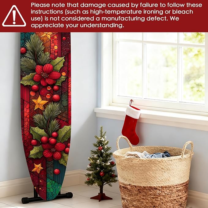 Nuxovilar Winter Poinsettia Stained Glass Style Wallpaper Border Peel and Stick