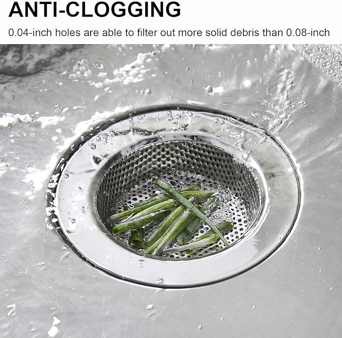 LASSHSWA 2 Pcs Kitchen Sink Strainer Stainless Steel, Mesh and Punching