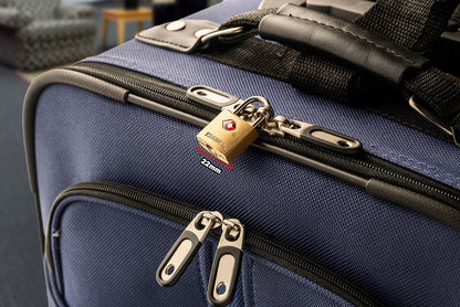 BRINKS TSA Approved Padlock, 22mm Solid Brass, Chrome-Plated with Hardened Steel Shackle, TSA Locks for Luggage, 4-Pack