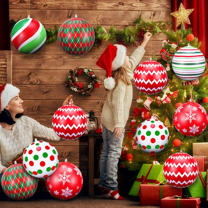 12 Pcs 12 Inch Inflatable Christmas Ball Ornaments Large Christmas Hanging Tree Ornaments Blow up PVC Christmas Balls Decorations for Xmas Porch Yard Lawn Holiday Party Decor