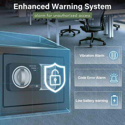 PATRON small safe box with key，mini safe for money，small coin safes for home with code，little jewelry lock box for kids，Wall or Cabinet Safe for personal items，0.236 Cubic Feet Black