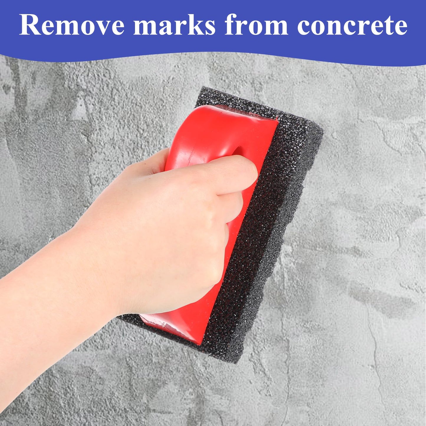 SHENLIU 2 Pcs Rub Brick with Handle Concrete 20 Grit Masonry Tools Smoothing Cleaning Removing Marks Tool Surface Concrete Tools (Red, Blue)