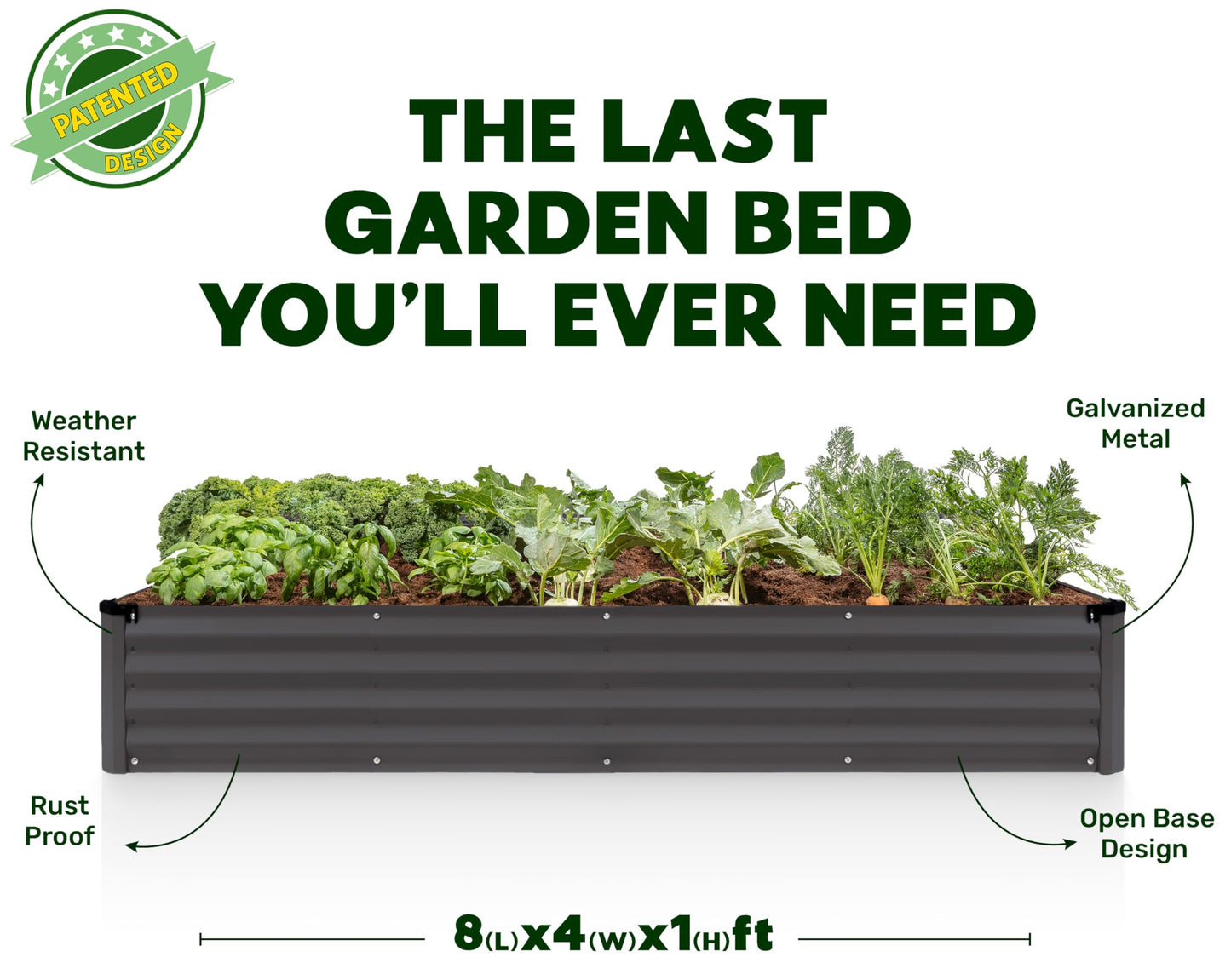 Plant & Plot Galvanized Raised Garden Beds Outdoor // 8×4×1 ft (2-Pack) Planter Raised Beds for Gardening, Vegetables, Flowers // Large Metal Garden Box // Patented Tool-Free Design (Dark Gray)