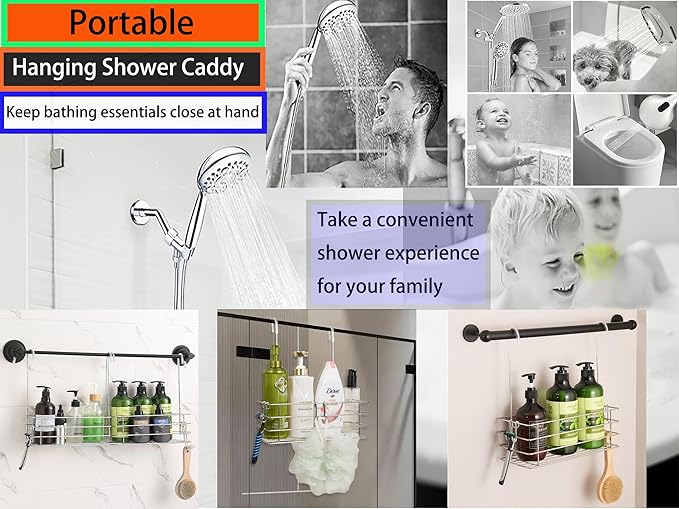 2pcs Single-Layer Hanging Shower Caddy, Rustproof Shelves Rack