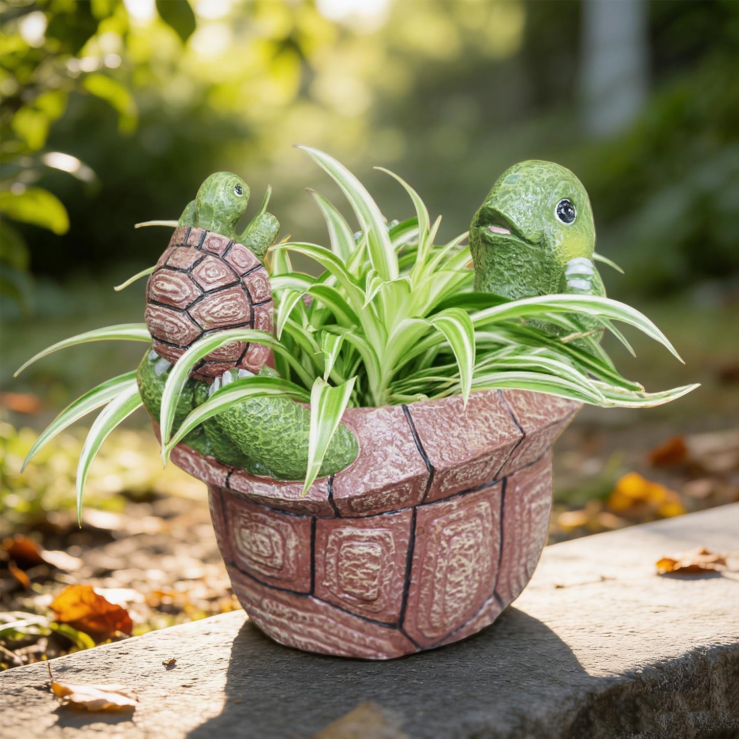 Saysmile Unique Turtle Plant Pots Indoor, Small Succulent Planters with Drainage Hole, Cute Planting Pots for Cactus, Resin Flower Pot for Outdoor Indoor Plants, Gift for Mom