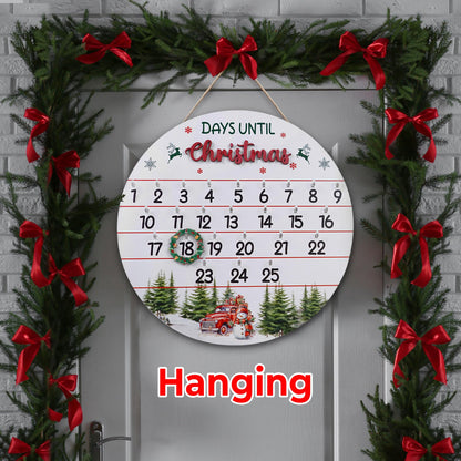 10.5'' Wooden Christmas Countdown Advent Calendar 2025 Day Until Xmas Decorations Wall Hanging Table Home Decor Welcome Door Sign Calendar Number Date Christian Holiday Gift HU-FR11-B