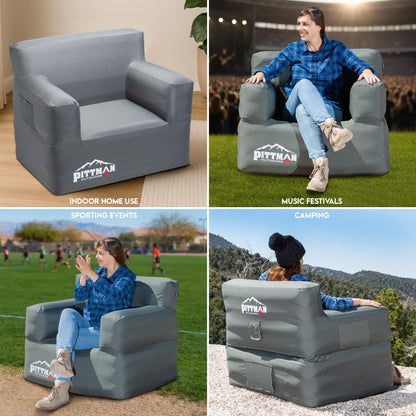 Pittman - Inflatable Chair for Camping with Built in Pump - Portable Inflatable Couch for Adults Holds 350lb's - Blow Up Chair for Movie Nights, Outdoor Blow up Furniture or Air Sofa for Camping