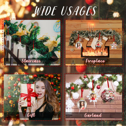 15 Pcs Christmas Hanging Photo Frame Christmas Photo Ornaments Acrylic Decorative Pictures Frames Family Ornament for Winter Christmas Tree Decorations(Round, Snowflake, Star)