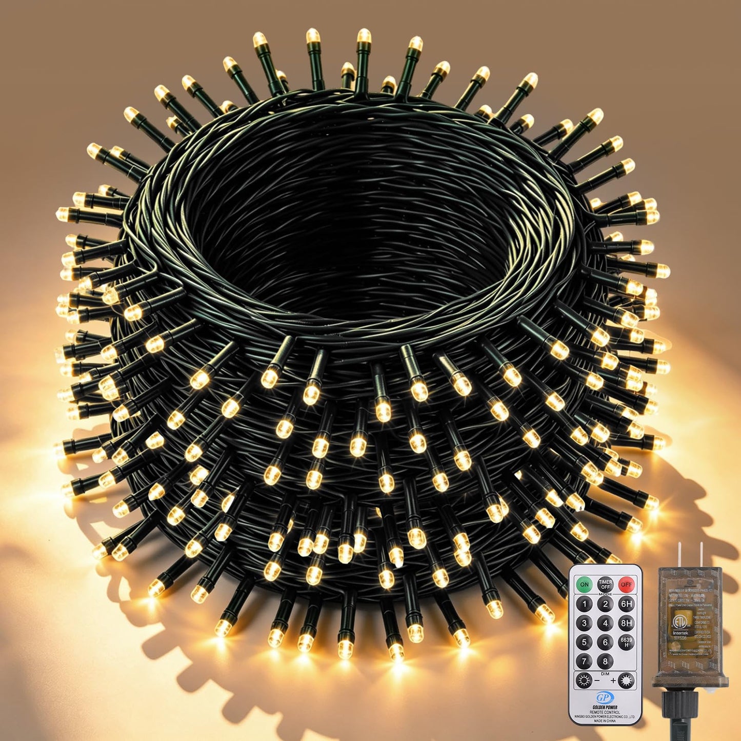 Dailyart 1200 LED Christmas Lights - 95 Ft Indoor Outdoor Cluster Lights with 8 Modes - Warm White Plug in Fairy String Lights with Timer Twinkle Lights for Christmas Tree Wedding Xmas Decorations