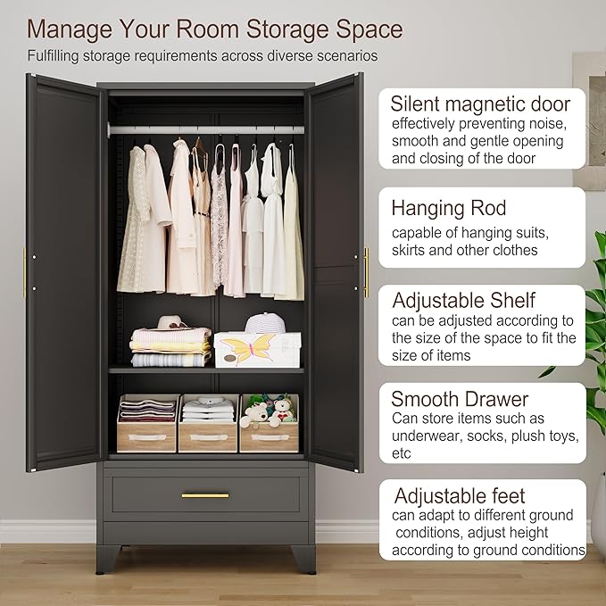 erosoei 71" H Metal Armoire Wardrobe Closet