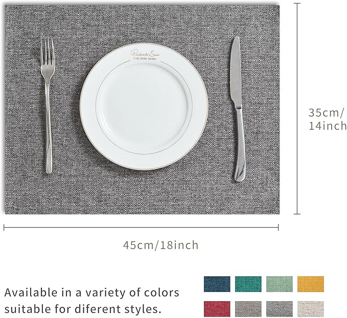 BALCONY & FALCON Placemats Set of 6 Faux Linen Cloth Place Mats Washable