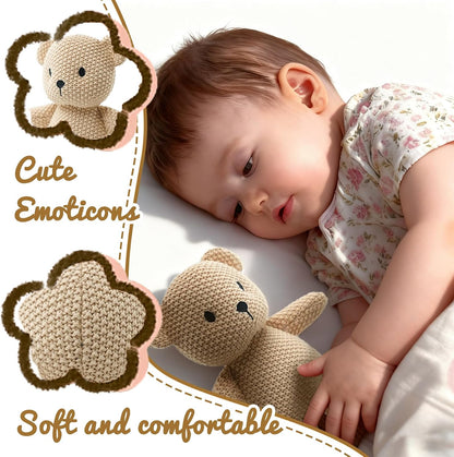 Cute Knitted Bear Stuffed Animals, Baby Crochet Stuffed Animal and Soft Toys. Cute Small Animal Dolls, 10 Inch Teddy Bear Plush Toy, Soft Toys for Babies, Boys and Girls Birthday Christmas