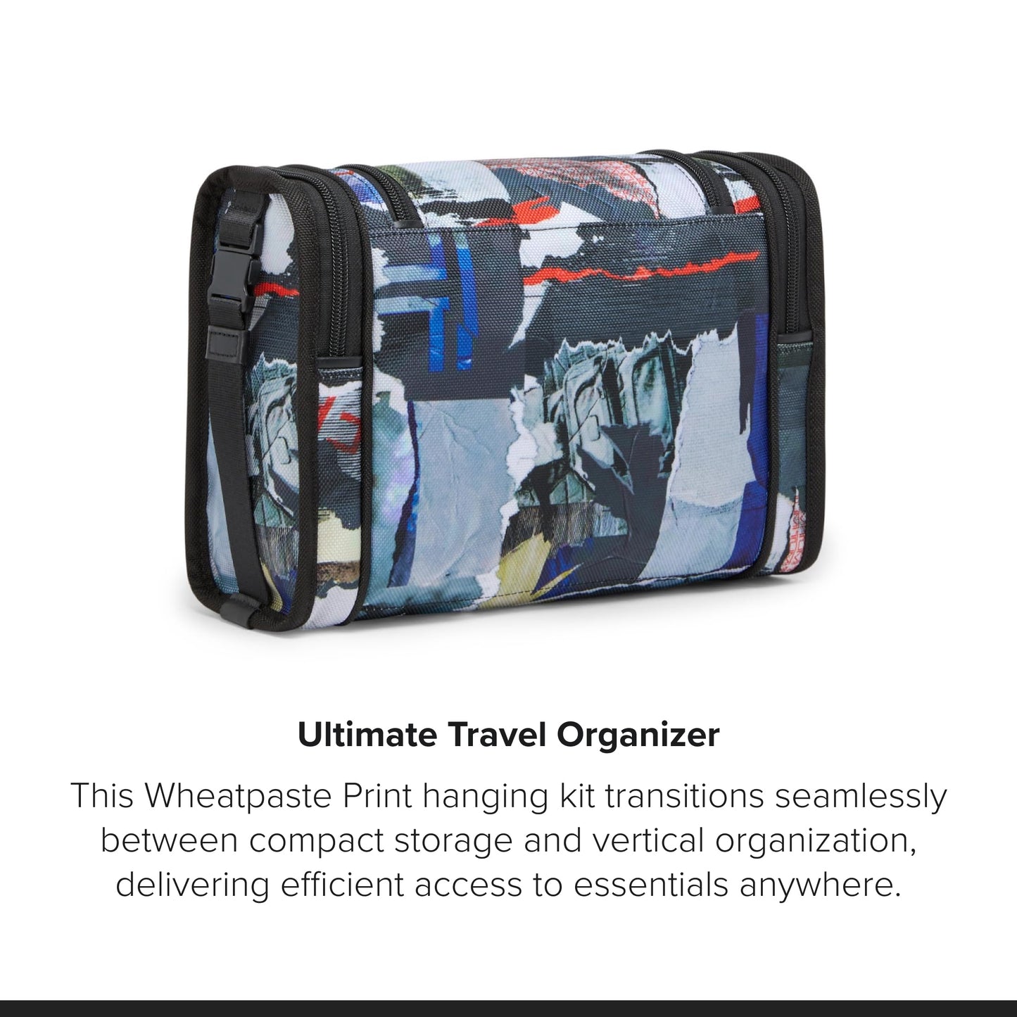 TUMI - Alpha Hanging Travel Kit - Toiletries and Cosmetics Organizer - Travel Essentials Bag with Hooks & Pockets - Black with Red Accents